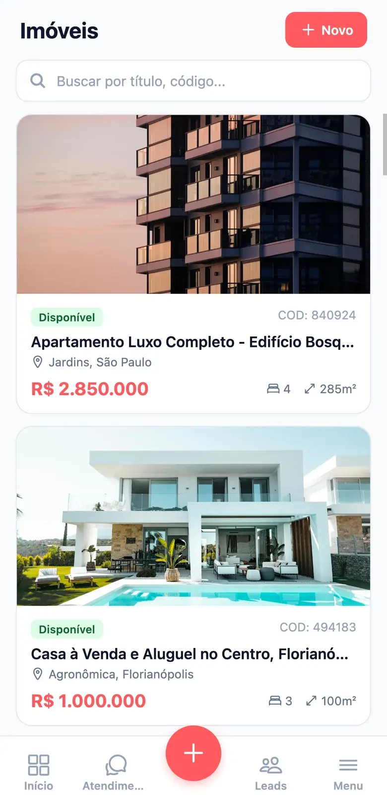 App VeloImob: carteira de imóveis com fotos e preço